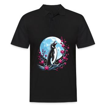 Pinguin Japan Cherry Blossom Moon - Männer Poloshirt - Schwarz - Vorne - Kai (181cm)