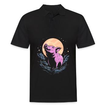 Schwein Schweinebauer Moon Howling - Männer Poloshirt - Schwarz - Vorne - Kai (181cm)
