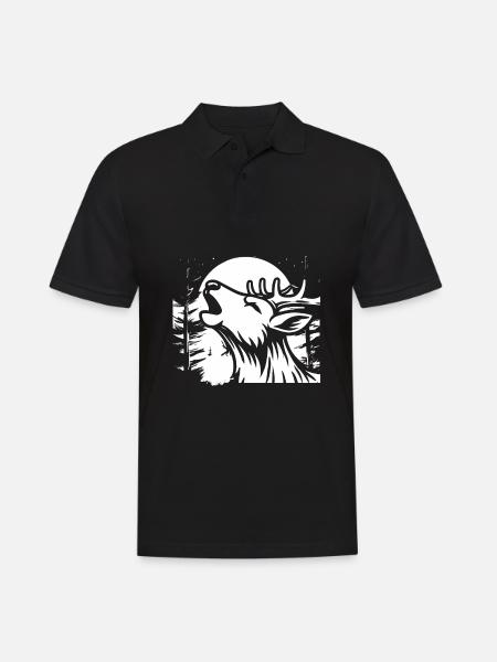 Deer Moon Howling - Men's Polo Shirt - black