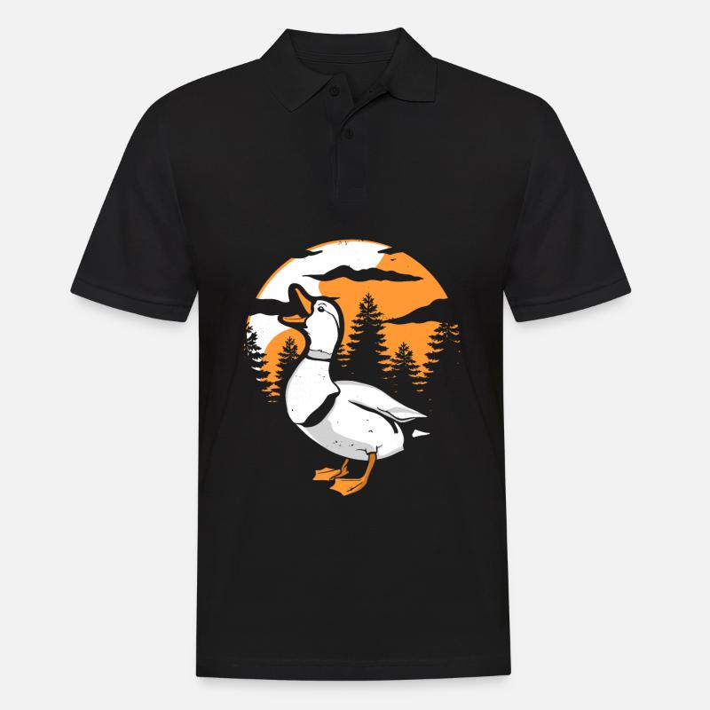 Ente Moon Howling - Männer Poloshirt - Schwarz