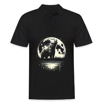 Bär Braunbär Moon Howling - Männer Poloshirt - Schwarz - Vorne - Kai (181cm)