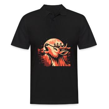 Cerf Lune Hurlement - Polo Homme - noir - Devant - Kai (181cm)