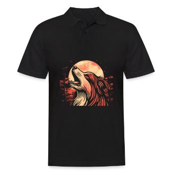 Australian Shepherd Moon Howling - Männer Poloshirt - Schwarz - Vorne - Kai (181cm)
