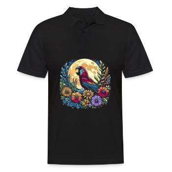 Perroquet Fleurs sauvages Lune florale - Polo Homme - noir - Devant - Kai (181cm)