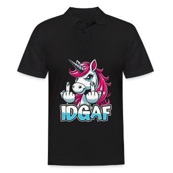 Einhorn Unicorn Idgaf - Men's Polo Shirt - black - Front - Kai (181cm)