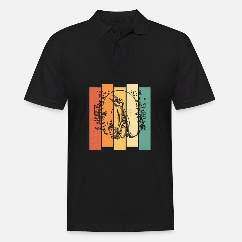Pinguin Moon Howling - Männer Poloshirt - Schwarz