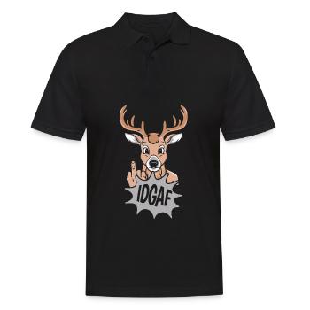 Hirsch Idgaf - Männer Poloshirt - Schwarz - Vorne - Kai (181cm)