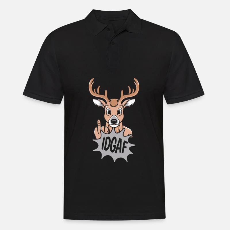 Hirsch Idgaf - Männer Poloshirt - Schwarz