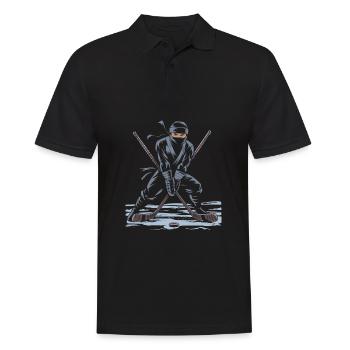 Eishockey Hockey Ninja - Männer Poloshirt - Schwarz - Vorne - Kai (181cm)