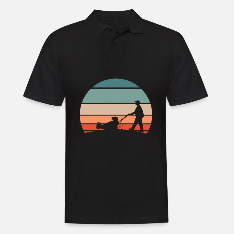 Rasenmäher Mähen - Männer Poloshirt - Schwarz