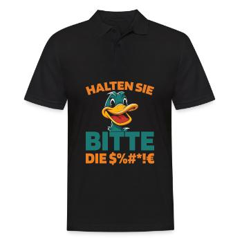 Ente Halten Sie Bitte Die Fresse - Männer Poloshirt - Schwarz - Vorne - Kai (181cm)