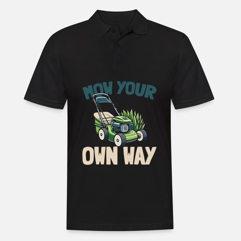 Rasenmäher Mähen - Männer Poloshirt - Schwarz