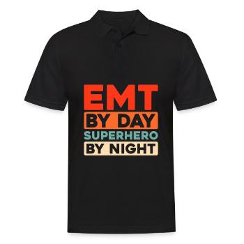 Rettungsdienst Sanitäter Rettungssanitäter - Männer Poloshirt - Schwarz - Vorne - Kai (181cm)