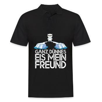 Ganz dünnes Eis mein Freund Eisbär Eisscholle - Männer Poloshirt - Schwarz - Vorne - Kai (181cm)