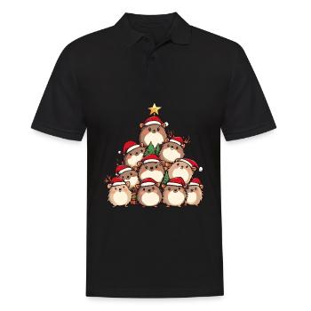 Igel Weihnachten Christbaum - Männer Poloshirt - Schwarz - Vorne - Kai (181cm)