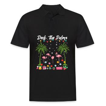 Weihnachtsdeck Die Palmen rosa Flamingos Urlaub - Männer Poloshirt - Schwarz - Vorne - Kai (181cm)