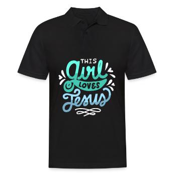 This Girl Loves Jesus Christian Faith Women - Men's Polo Shirt - black - Front - Kai (181cm)