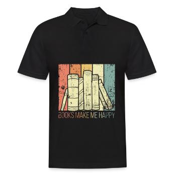 Les livres me rendent heureux - Polo Homme - noir - Devant - Kai (181cm)