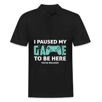 I Paused My Game To Be Here - Gamer Gaming Sort - Polo Homme - noir - Devant - Kai (181cm)