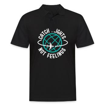 Catch Flights not Feelings - travelling journey - Männer Poloshirt - Schwarz - Vorne - Kai (181cm)