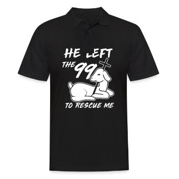 He left the 99 to rescue me - christ lamb - Männer Poloshirt - Schwarz - Vorne - Kai (181cm)