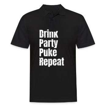 Drin Party Puke Repeat Spruch Alkohol Saufen shirt - Männer Poloshirt - Schwarz - Vorne - Kai (181cm)
