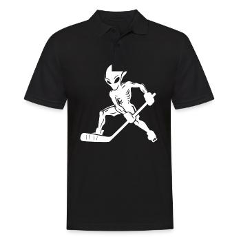 Alien Ice Hockey Player Silhouette Minimalist - Men's Polo Shirt - black - Front - Kai (181cm)