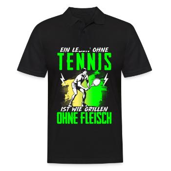 Leben Ohne Tennis Grillen Ohne Fleisch - Männer Poloshirt - Schwarz - Vorne - Kai (181cm)