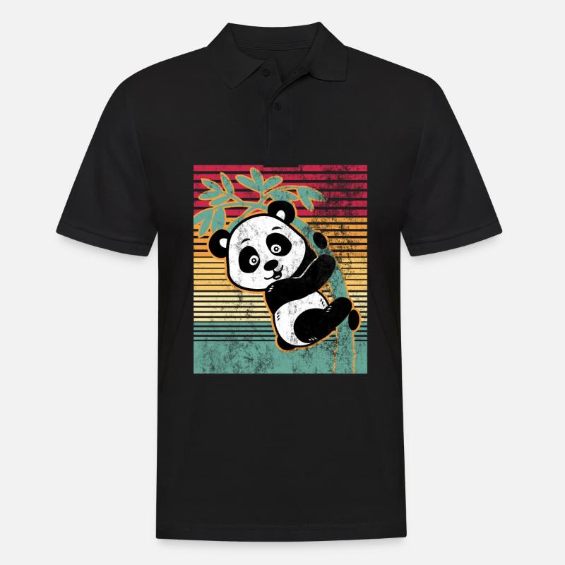 pandabär - Männer Poloshirt - Schwarz