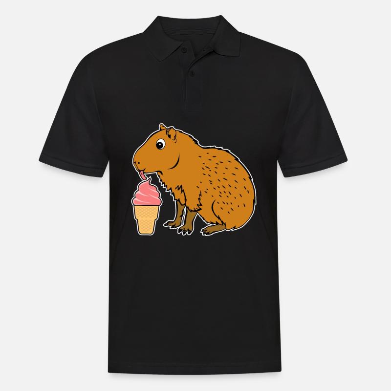 Capybara Eiscreme - Männer Poloshirt - Schwarz
