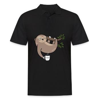 Faultier Kaffee Tasse Büro Kollege - Männer Poloshirt - Schwarz - Vorne - Kai (181cm)
