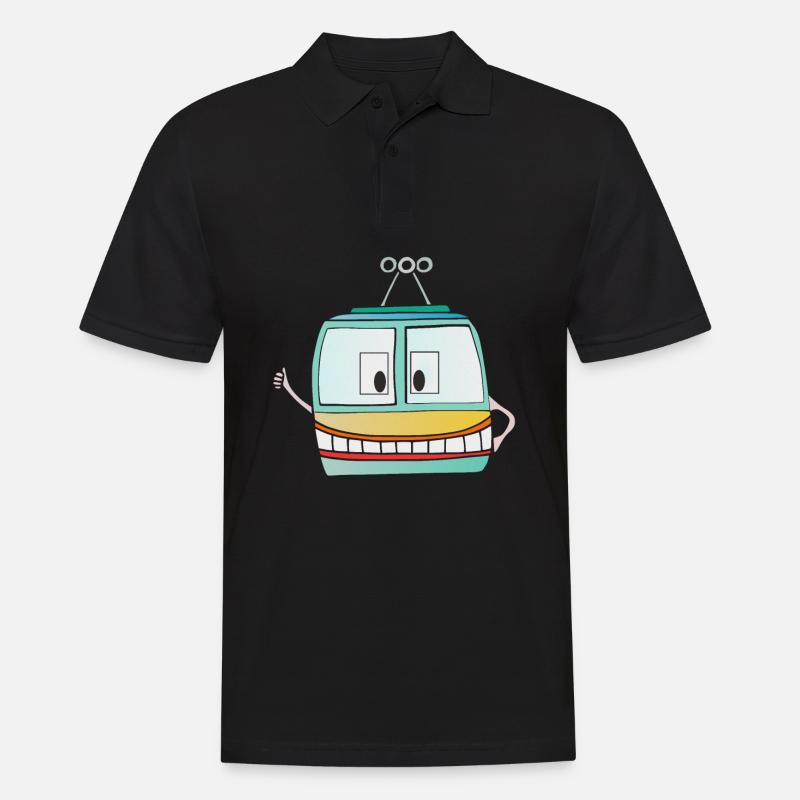 Lustige Bergbahn - Gondel - Seilbahn - Männer Poloshirt - Schwarz