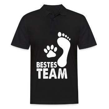 Bestes Team - Katze Kätzchen Hund Gassi Frauchen - Männer Poloshirt - Schwarz - Vorne - Kai (181cm)