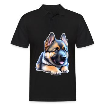 Mignon chiot berger allemand - Polo Homme - noir - Devant - Kai (181cm)