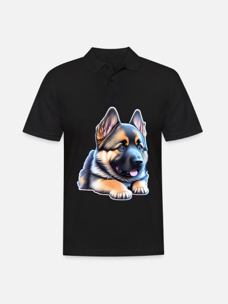 Cute German Shepherd Puppy - Men's Polo Shirt - black