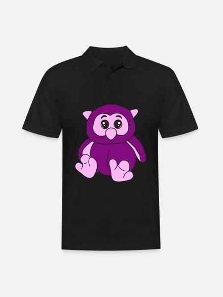 Süße lila Eule - Männer Poloshirt - Schwarz