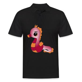 Knuffiges Seepferdchen - Männer Poloshirt - Schwarz - Vorne - Kai (181cm)