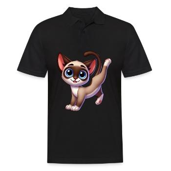 mignon chat siamois breakdance équilibre sur les mains dessin animé - Polo Homme - noir - Devant - Kai (181cm)