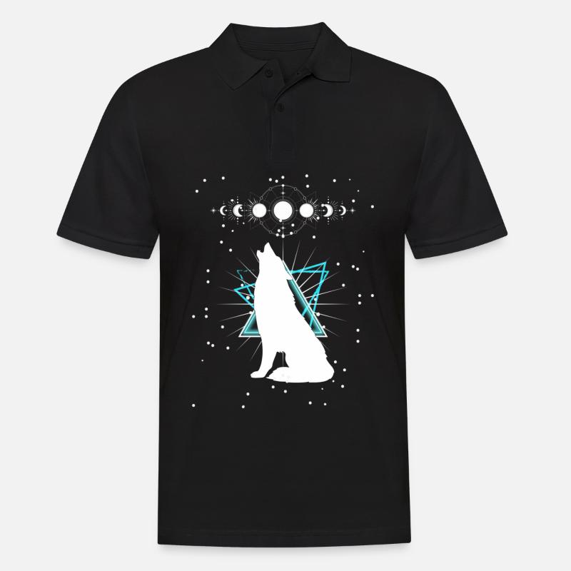 Sternen Wolf - Männer Poloshirt - Schwarz