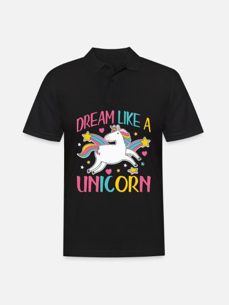 Träume wie ein Einhorn | Einhorn - Männer Poloshirt - Schwarz