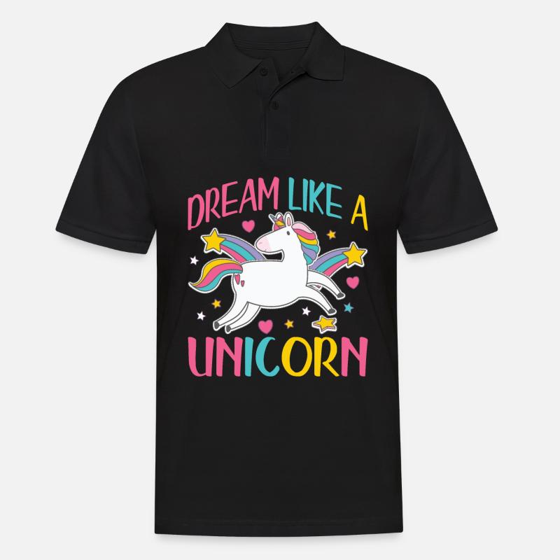 Träume wie ein Einhorn | Einhorn - Männer Poloshirt - Schwarz