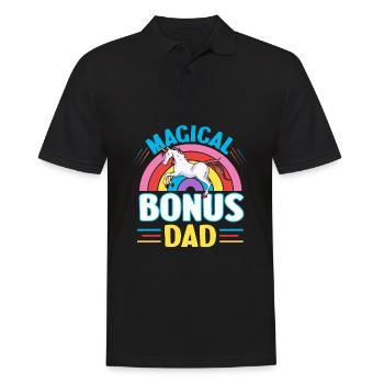 Einhorn Bonus Vater | Vatertag Geschenk - Männer Poloshirt - Schwarz - Vorne - Kai (181cm)