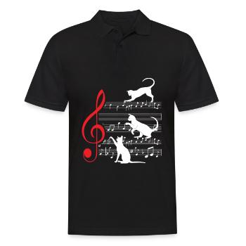 Katze Katzen Noten Musik Musiker - Männer Poloshirt - Schwarz - Vorne - Kai (181cm)