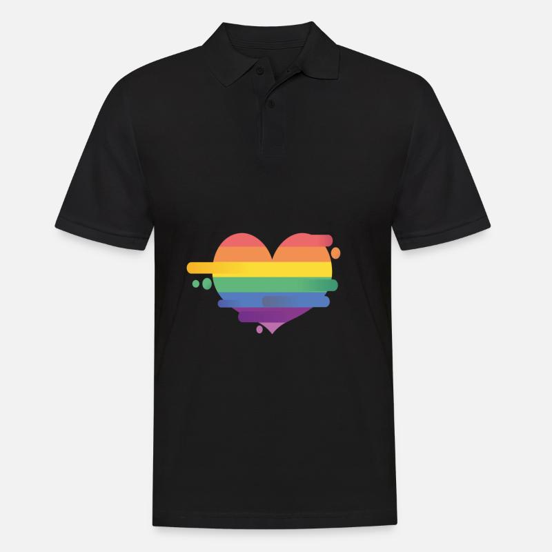 Rainbow Heart, Regenbogen Herz - Männer Poloshirt - Schwarz