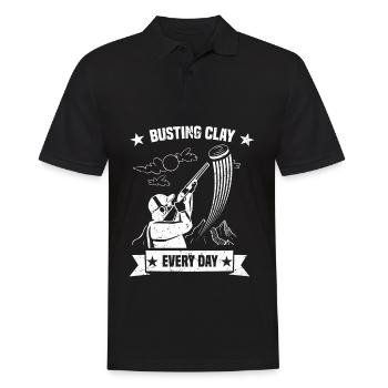 Tontaubenschießen | Skeet Schießsport Geschenkidee - Männer Poloshirt - Schwarz - Vorne - Kai (181cm)