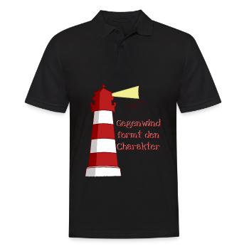 lighthouse headwind north German captain Spruch - Men's Polo Shirt - black - Front - Kai (181cm)
