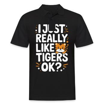 Tiger Tier Zoo Wildtier - Männer Poloshirt - Schwarz - Vorne - Kai (181cm)