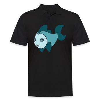 Kleiner süßer Fisch - Männer Poloshirt - Schwarz - Vorne - Kai (181cm)