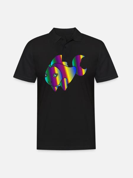 Kunterbunter Fisch - Männer Poloshirt - Schwarz