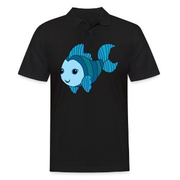 Bunter Fisch - Männer Poloshirt - Schwarz - Vorne - Kai (181cm)